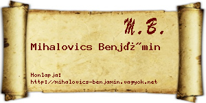 Mihalovics Benjámin névjegykártya