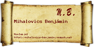 Mihalovics Benjámin névjegykártya