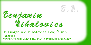 benjamin mihalovics business card